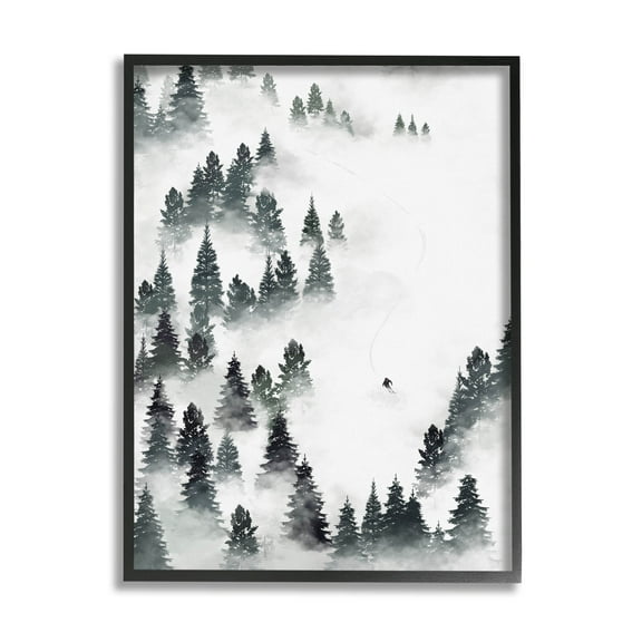Stupell Industries Winter Ski Slopes Mountain Graphic Art Black Framed Art Print Wall Art, Design by Ziwei Li