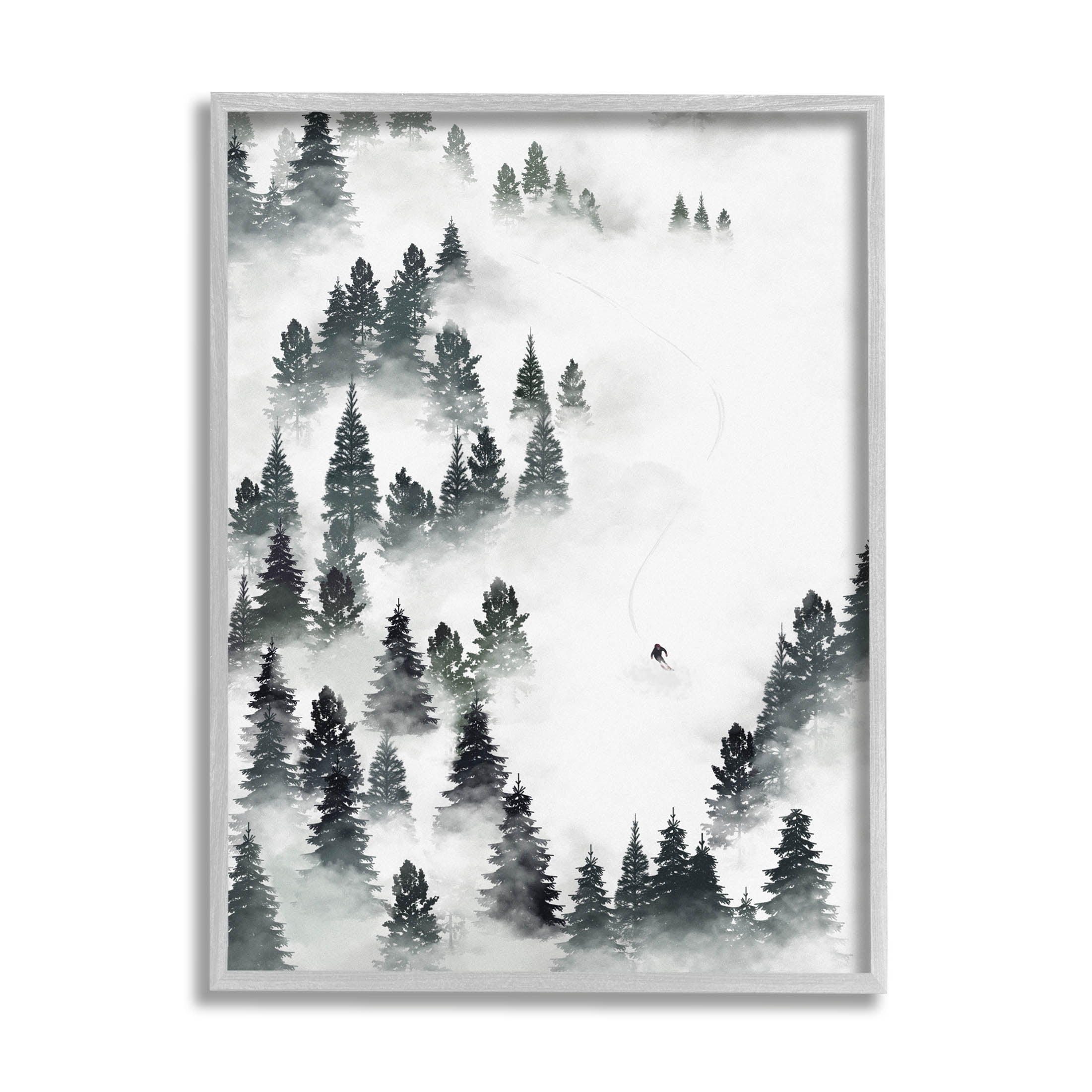 Stupell Industries Winter Ski Slopes Mountain Graphic Art Gray Framed Art Print Wall Art, Design by Ziwei Li