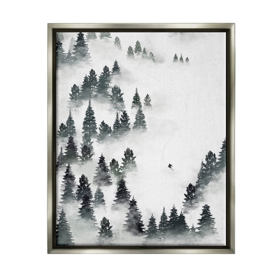 Stupell Industries Winter Ski Slopes Mountain Graphic Art Luster Gray Floating Framed Canvas Print Wall Art, Design by Ziwei Li