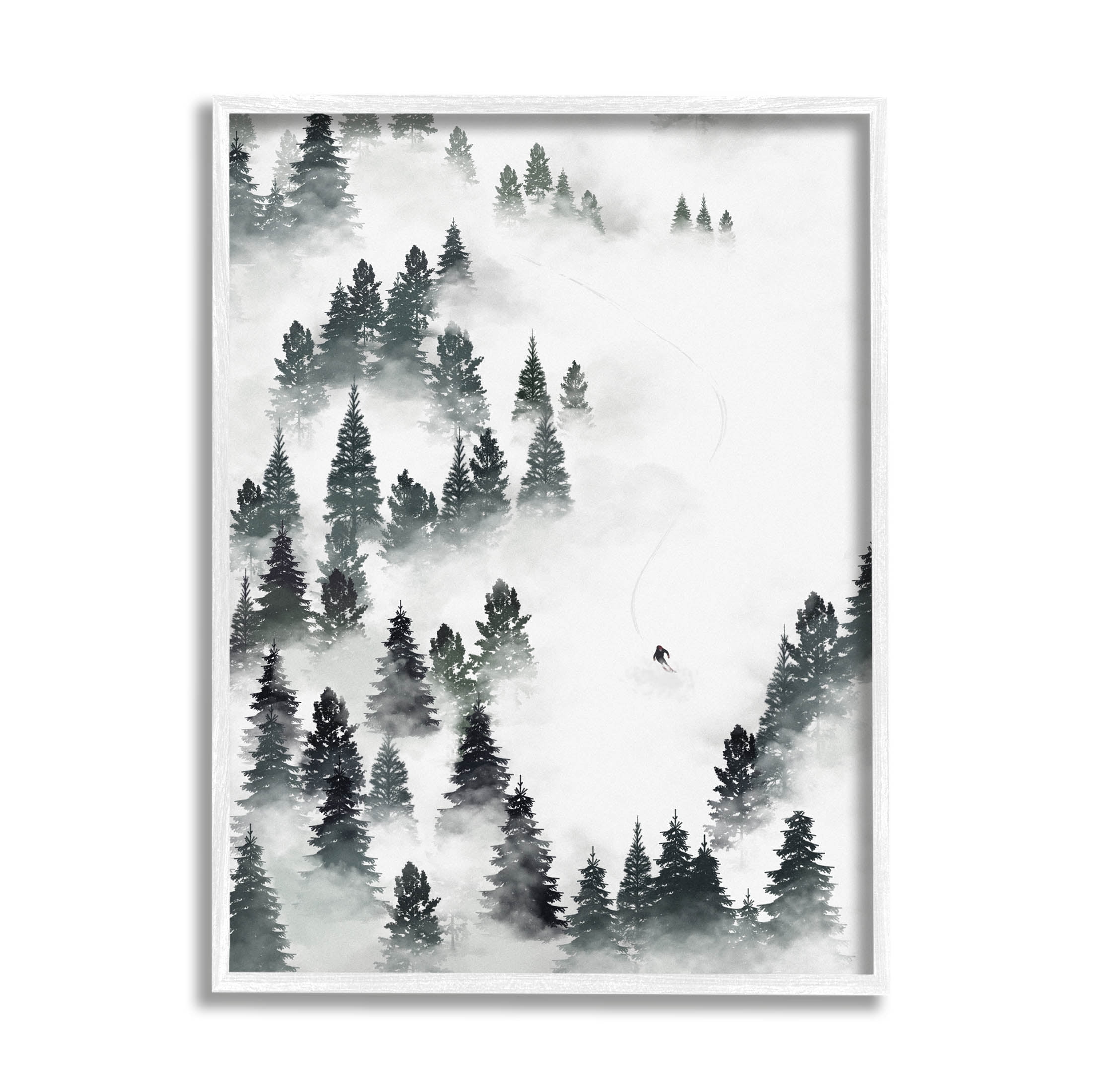 Stupell Industries Winter Ski Slopes Mountain Graphic Art White Framed Art Print Wall Art, Design by Ziwei Li