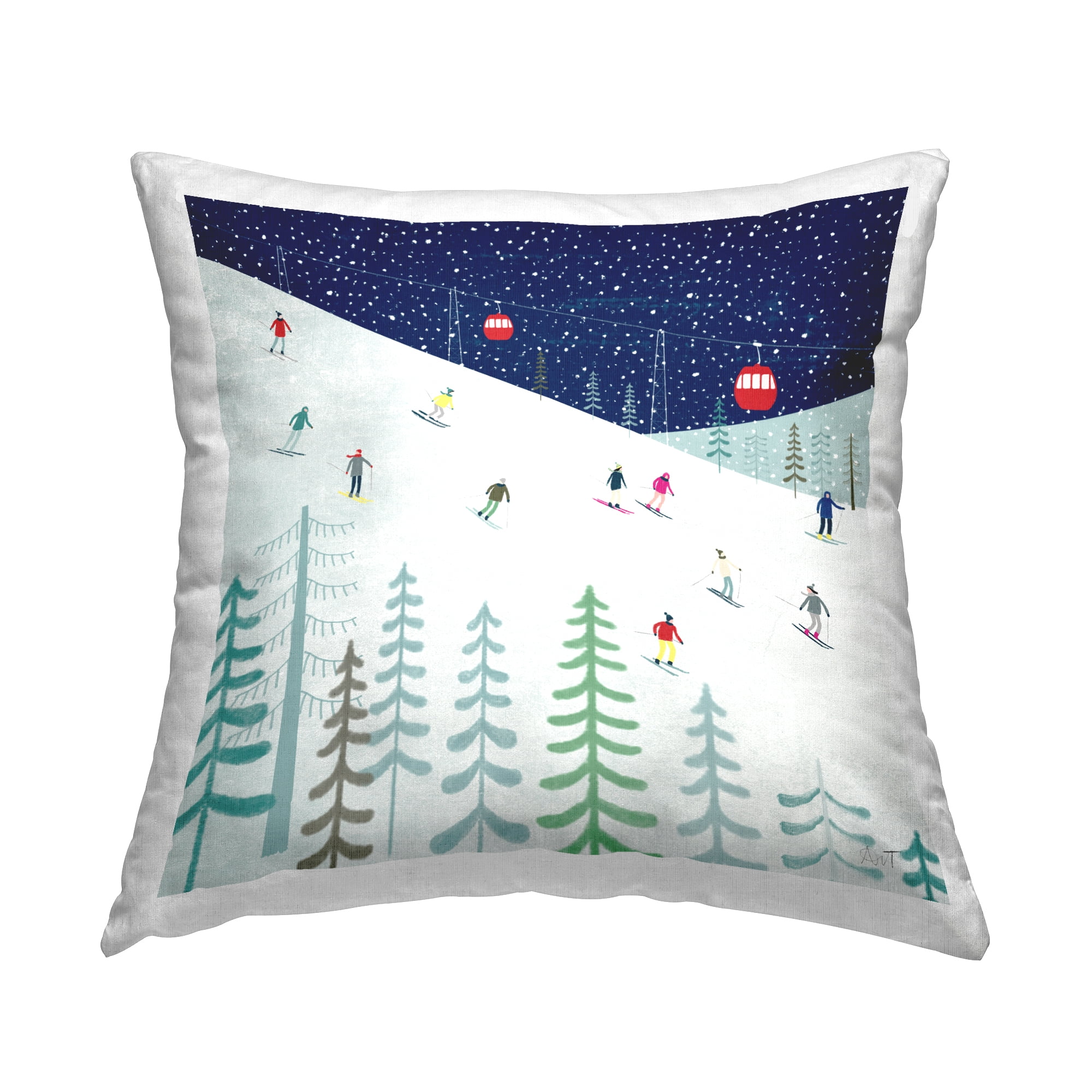 Stupell Industries Winter Ski Slopes Night Stars Printed Throw Pillow Design by Andrew Thornton