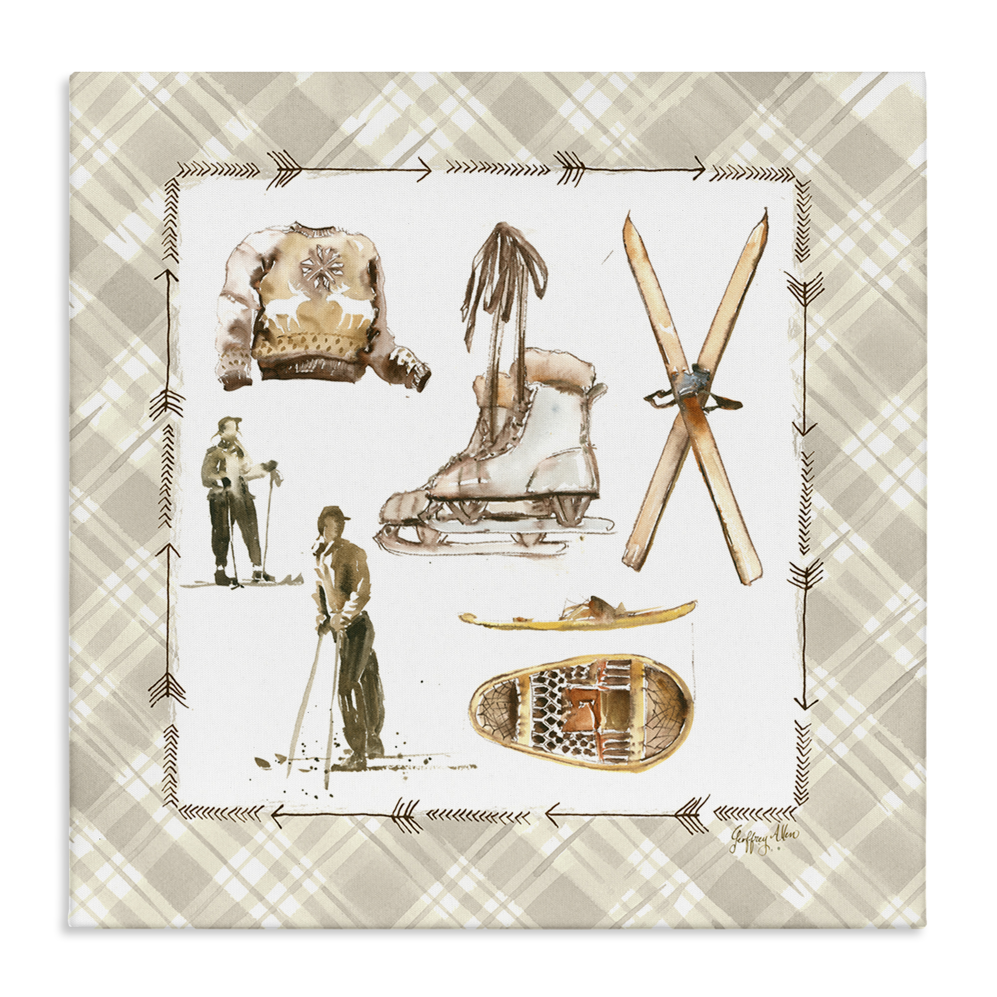 Stupell Industries Winter Skiing Sports Sports Painting Wrapped Canvas Art Print Wall Art, 36 x 36