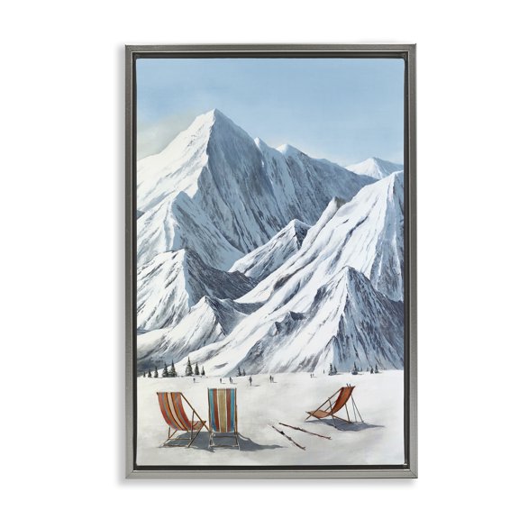 Stupell Industries Winter Slopes Lounging Gray Framed Floater Canvas Wall Art design by Max Maxx, 25 x 17