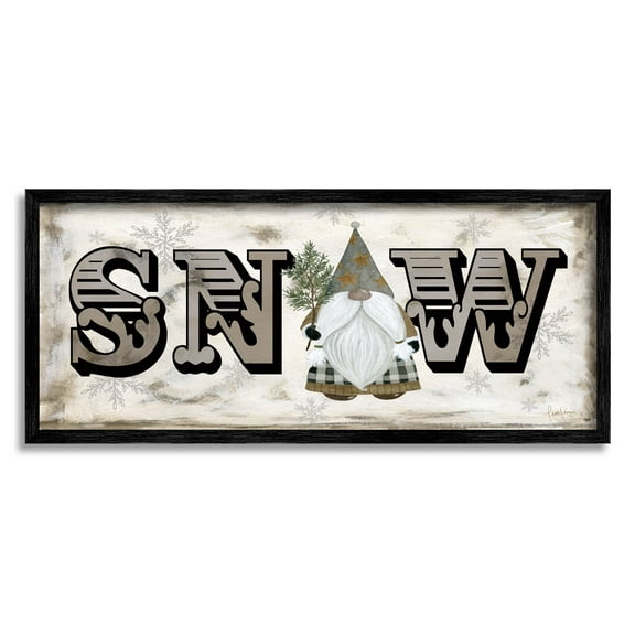 Stupell Industries Winter Snow Holiday Gnome Graphic Art Black Framed Art Print Wall Art, Design by Livi Finn