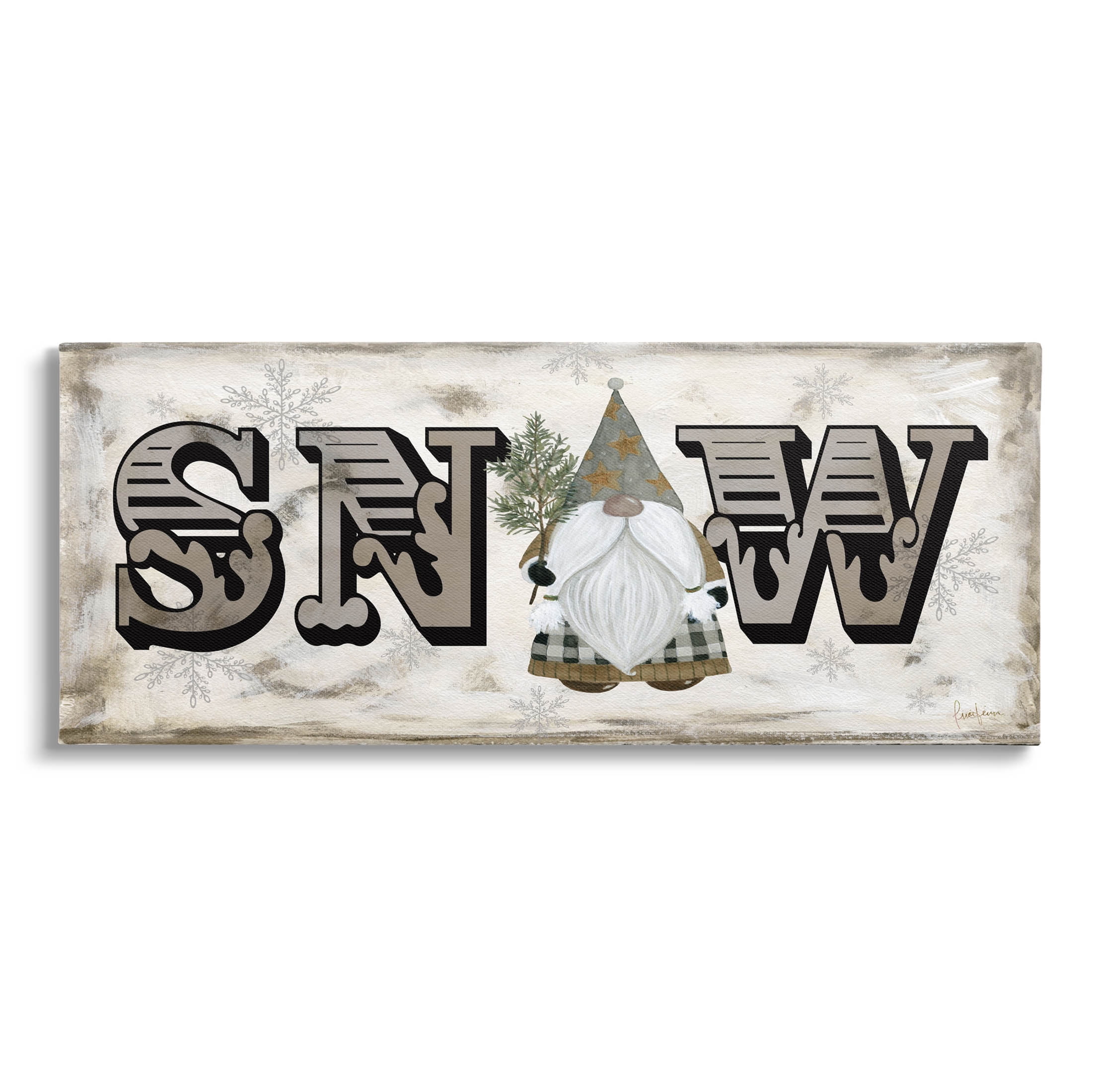 Stupell Industries Winter Snow Holiday Gnome Graphic Art Gallery Wrapped Canvas Print Wall Art, Design by Livi Finn