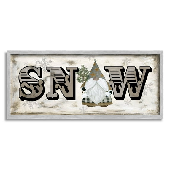 Stupell Industries Winter Snow Holiday Gnome Graphic Art Gray Framed Art Print Wall Art, Design by Livi Finn