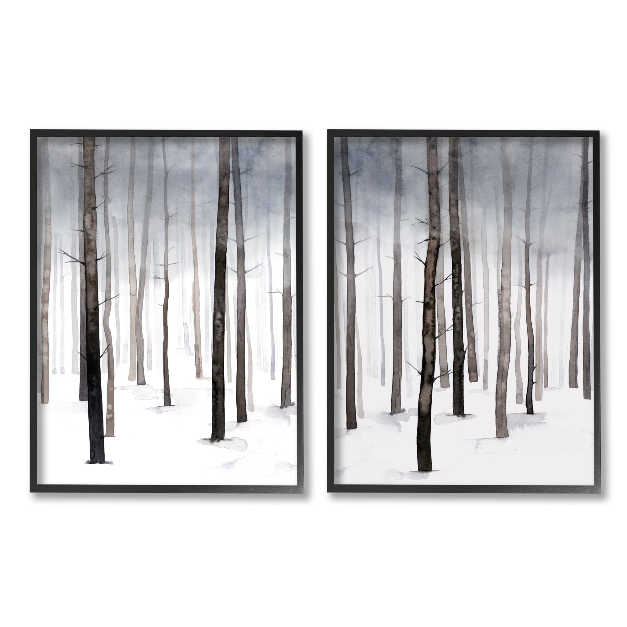 Stupell Industries Winter Snow Tree Forest Haze Eerie Cold Black Framed, 16 x 20