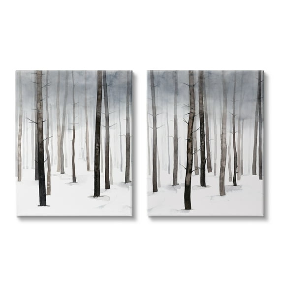Stupell Industries Winter Snow Tree Forest Haze Eerie Cold Canvas Wall Art, 24 x 30