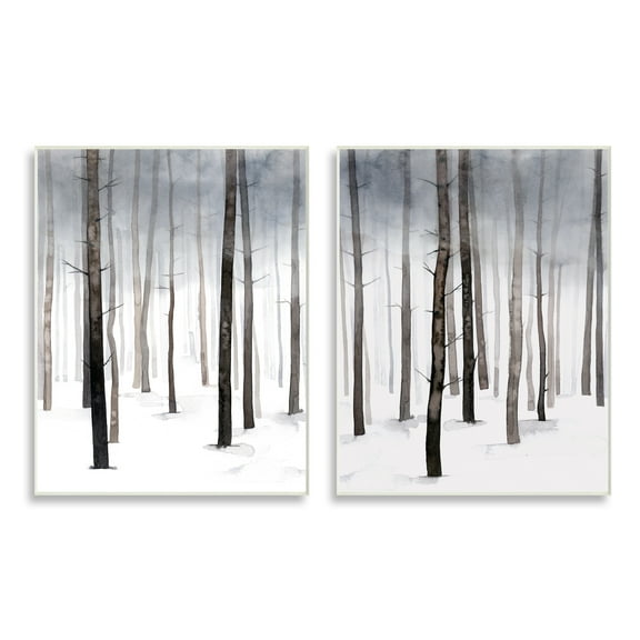 Stupell Industries Winter Snow Tree Forest Haze Eerie Cold Wall Plaque, 10 x 15, Design by Grace Popp
