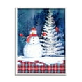 thumbnail image 1 of Stupell Industries Winter Snowman on Plaid Holiday Painting White Framed Art Print Wall Art, 11 x 14, 1 of 9