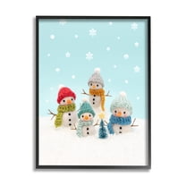 Stupell Industries Winter Snowmen Christmas Tree Holiday Photography Black Framed Art Print Wall Art