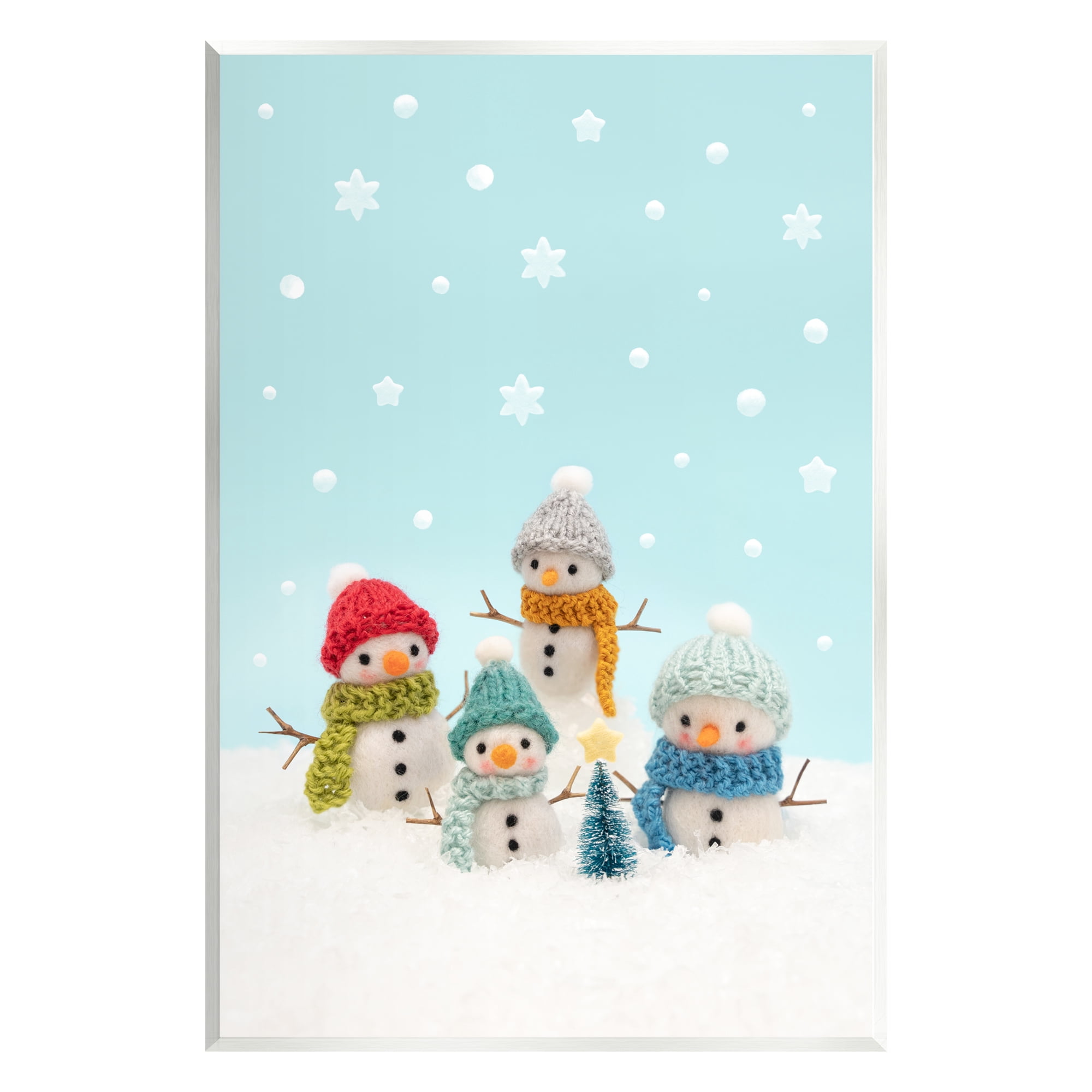Stupell Industries Winter Snowmen Christmas Tree Holiday Photography Unframed Art Print Wall Art
