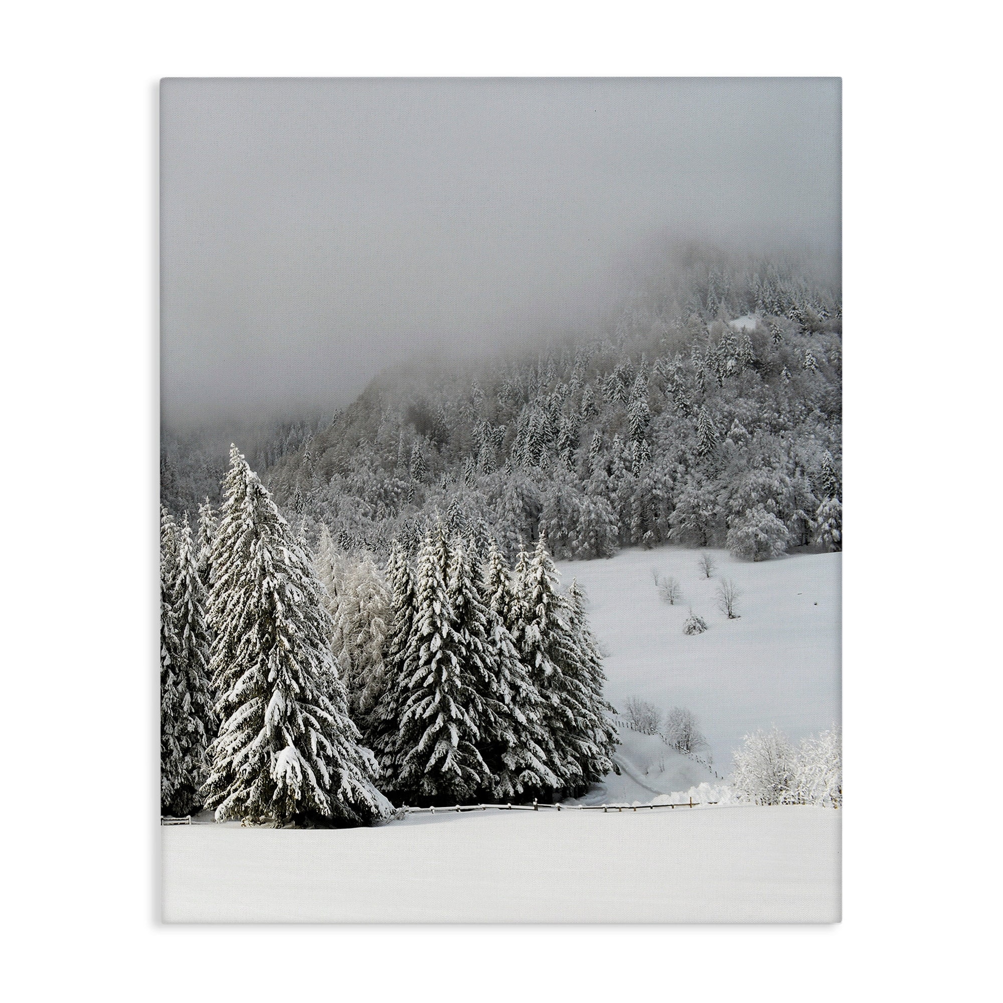 Winter Snowscape Woodland Trees Landscape Canvas Wall Art, 24 x 30