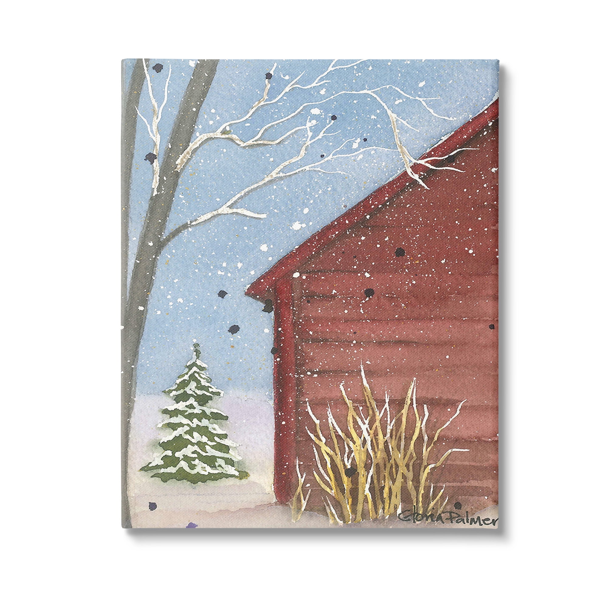 Stupell Industries Winter Snowy Cabin Holiday Painting Gallery Wrapped Canvas Art Print Wall Art, 36 x 48