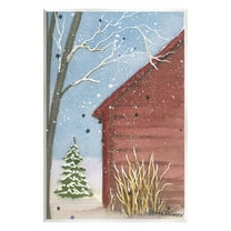 Stupell Industries Winter Snowy Cabin Holiday Painting Unframed Art Print Wall Art, 10 x 15