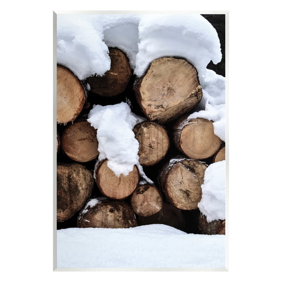 Stupell Industries Winter Snowy Logs Landscape Photography Unframed Art Print Wall Art, 13 x 19