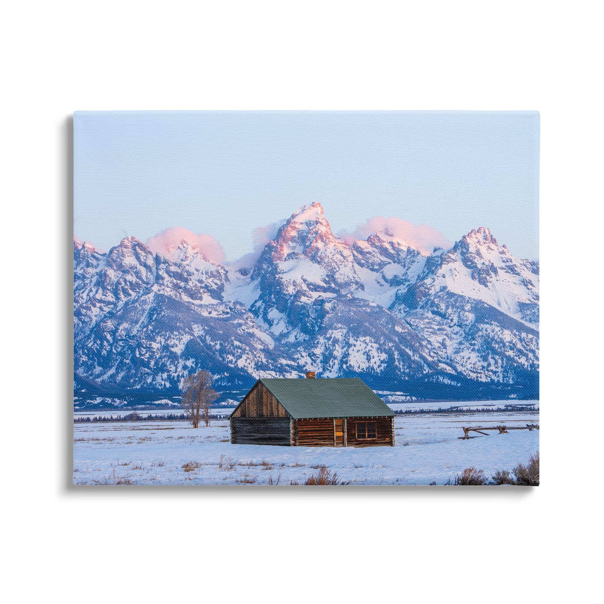 Stupell Industries Winter Snowy Peaks & Cabin Landscape Photography Gallery Wrapped Canvas Art Print Wall Art, 30 x 24