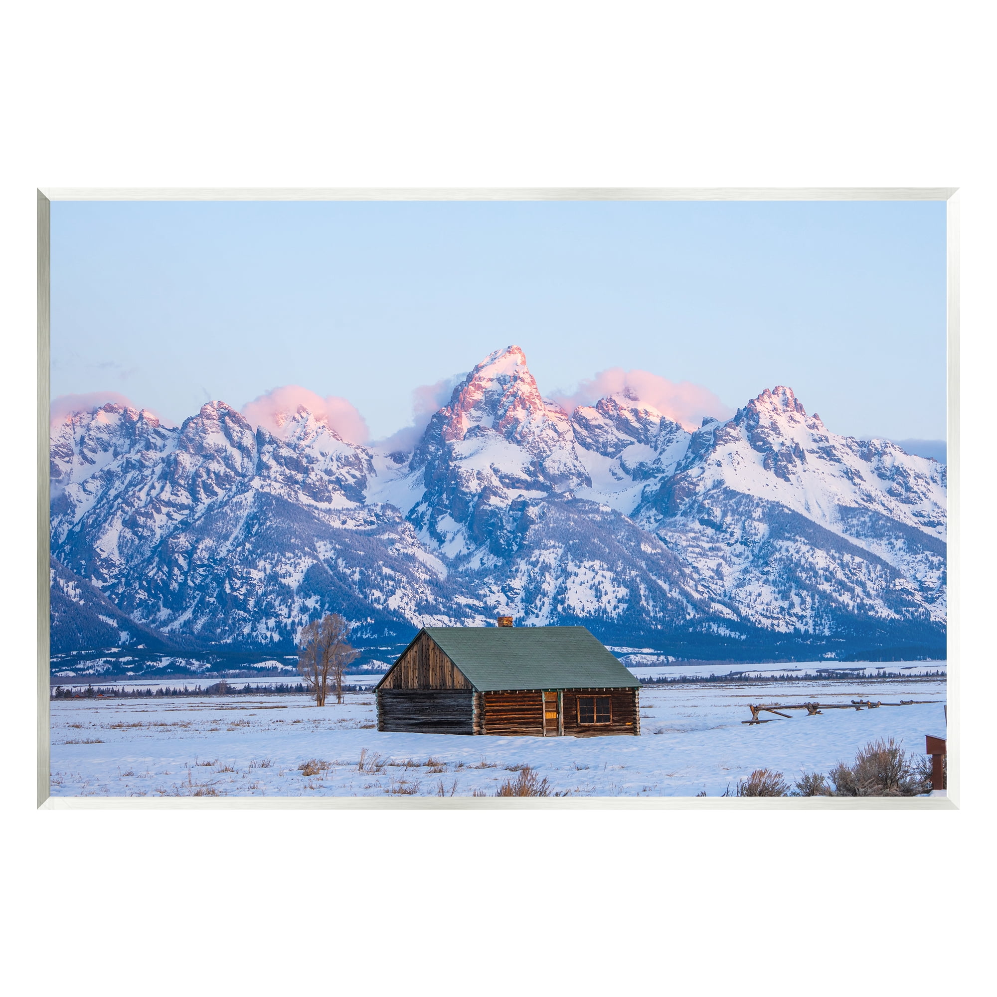 Stupell Industries Winter Snowy Peaks & Cabin Landscape Photography Unframed Art Print Wall Art, 19 x 13