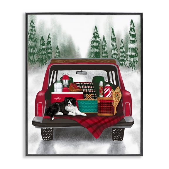 Stupell Industries Winter Tailgate with Dog Black Framed Giclee Art design by Jilly Jack Designs, 14 x 11