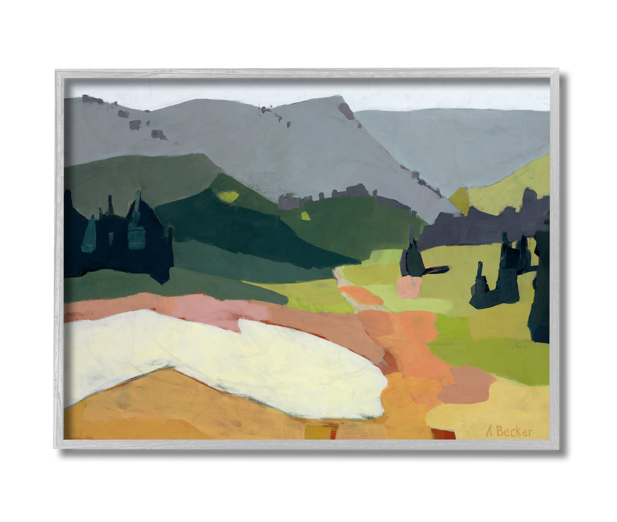 Stupell Industries Winter Thawed Abstract Snow Mountain Landscape Grey Framed, 11 x 14, Design by Anne Becker