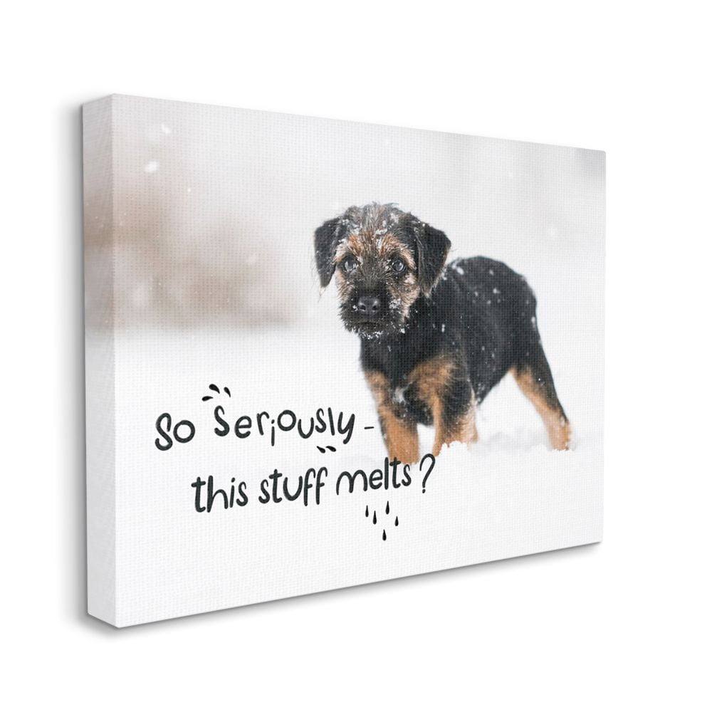Stupell Industries Winter Time Snow Puppy Seasonal Humor House Pet Canvas Wall Art Design by Ziwei Li
