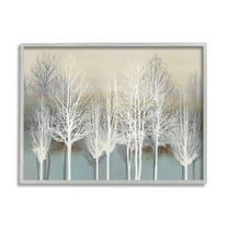 Stupell Industries Winter Tree Forest Silhouettes over Abstract Pattern Graphic Art Gray Framed Art Print Wall Art, 11x14, by Kate Bennett