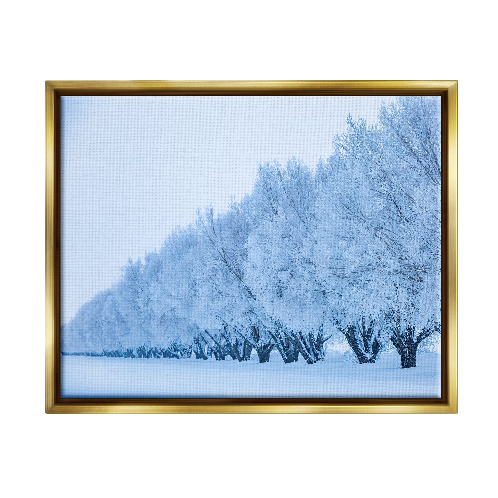 Stupell Industries Winter Tree Grove Snow Covered Branches Photography Photograph Metallic Gold Floating Framed Canvas Print Wall Art, Design by Steve Smith