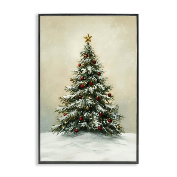Stupell Industries Winter Tree with Ornaments Black Framed Giclee Art design by LSR Design Studio, 18 x 12