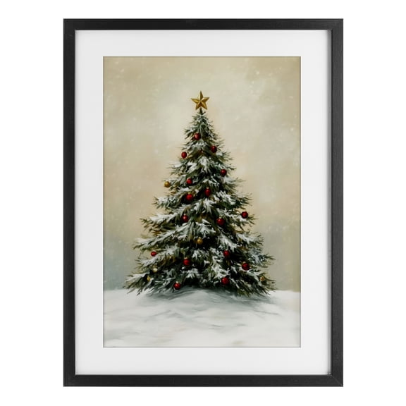 Stupell Industries Winter Tree with Ornaments Black Framed Print Under Glass design by LSR Design Studio, 23 x 17