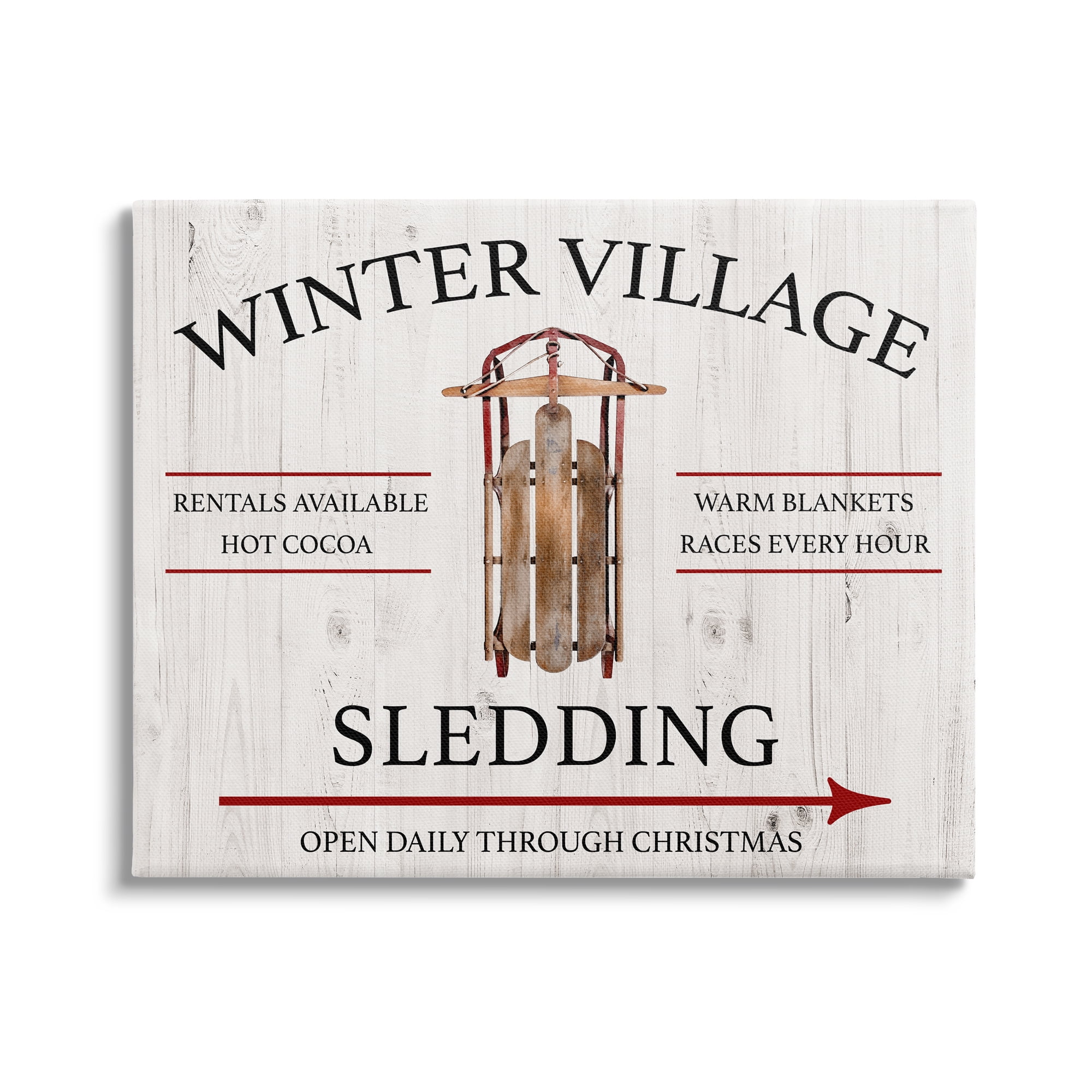 Stupell Industries Winter Village Sledding Holiday Painting Gallery Wrapped Canvas Art Print Wall Art, 40 x 30