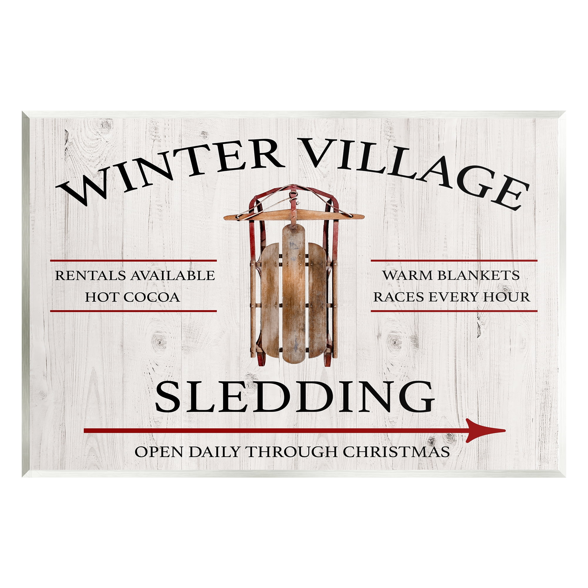 Stupell Industries Winter Village Sledding Holiday Painting Unframed Art Print Wall Art, 19 x 13