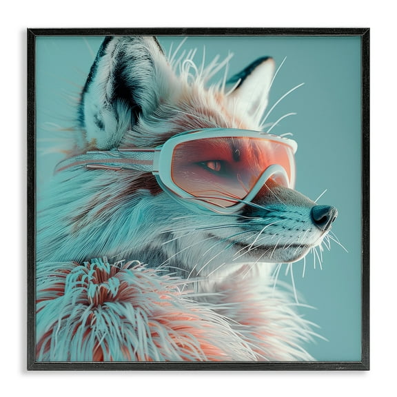 Stupell Industries Winter Whimsy Fox Animals Painting Black Framed Art Print Wall Art, 12 x 12