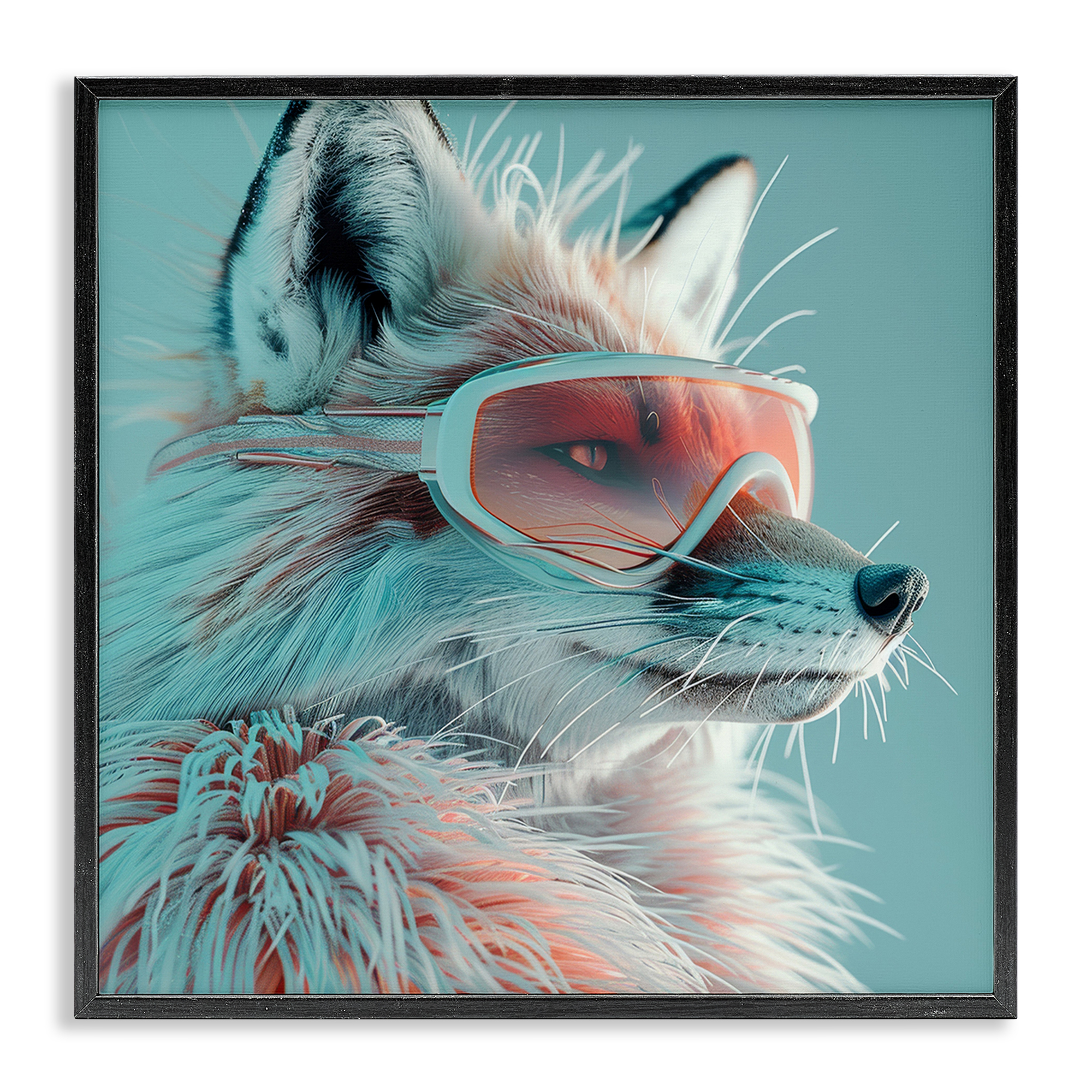 Stupell Industries Winter Whimsy Fox Animals Painting Black Framed Art Print Wall Art, 17 x 17