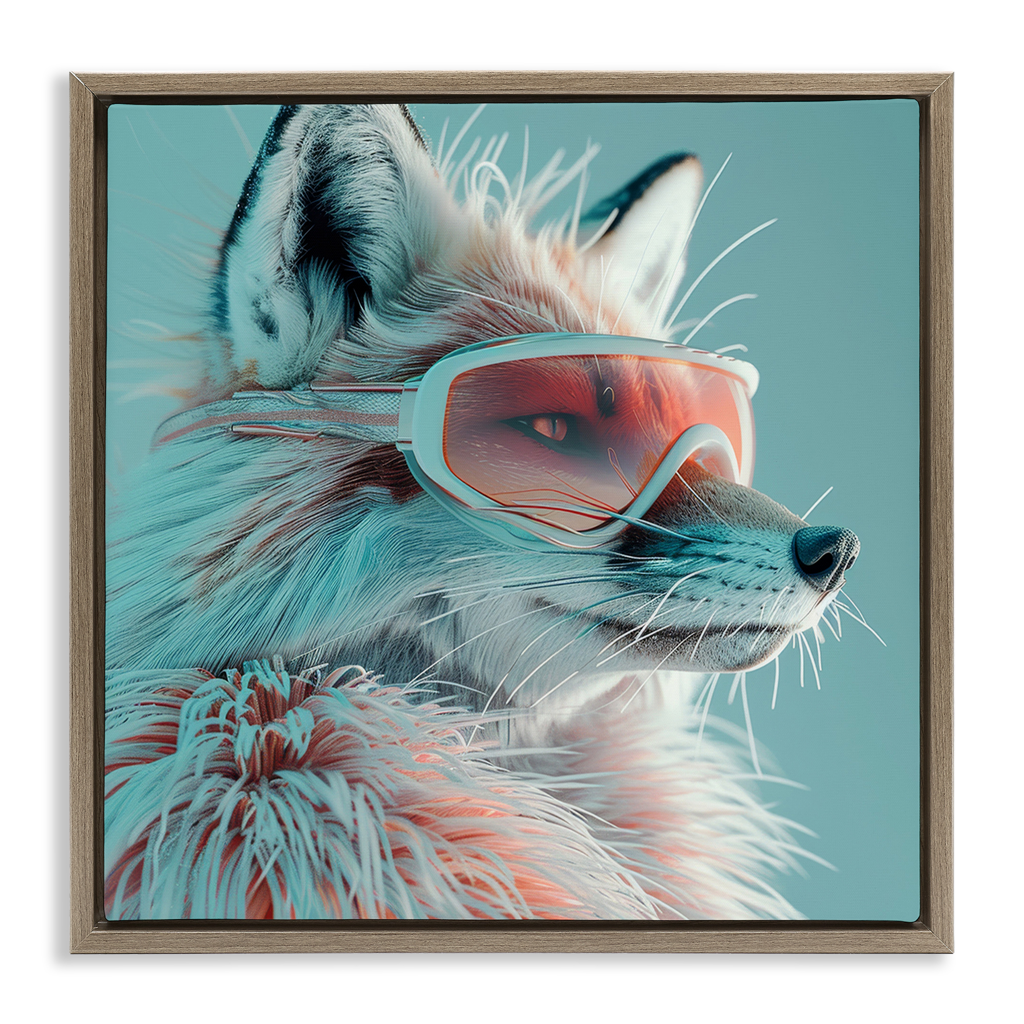Stupell Industries Winter Whimsy Fox Animals Painting Brown Floater Framed Canvas Art Print Wall Art, 18 x 18