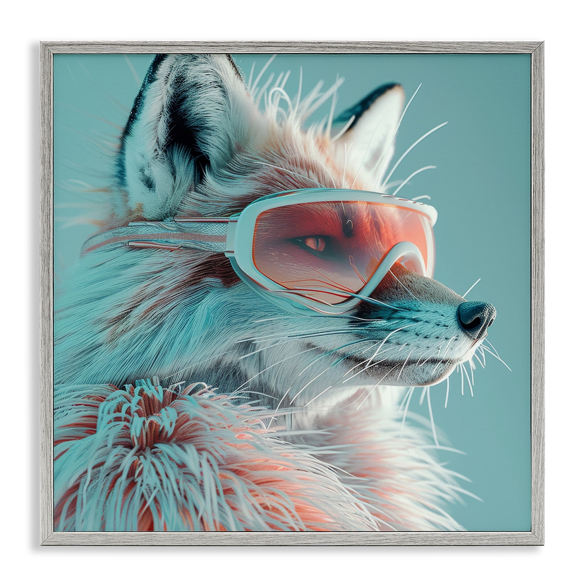 Stupell Industries Winter Whimsy Fox Animals Painting Gray Framed Art Print Wall Art, 24 x 24