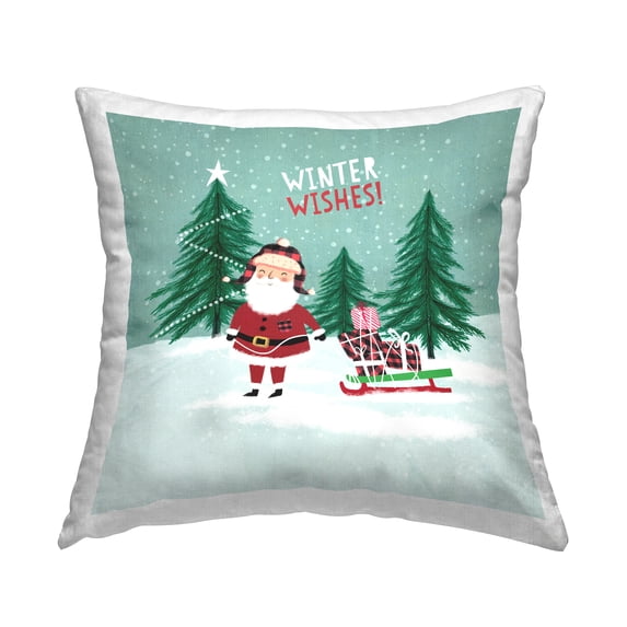 Stupell Industries Winter Wishes Santa Gift Sled Printed Throw Pillow Design by Pan Georgiou