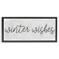 Stupell Industries Winter Wishes Sentiment Inspirational Painting Black Floater Framed Canvas Art Print Wall Art, 25 x 11