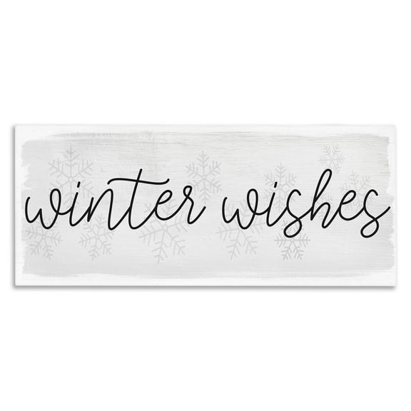 Stupell Industries Winter Wishes Sentiments Geometric Snow Flakes Cursive Typography, 30 x 13,Design by Daphne Polselli