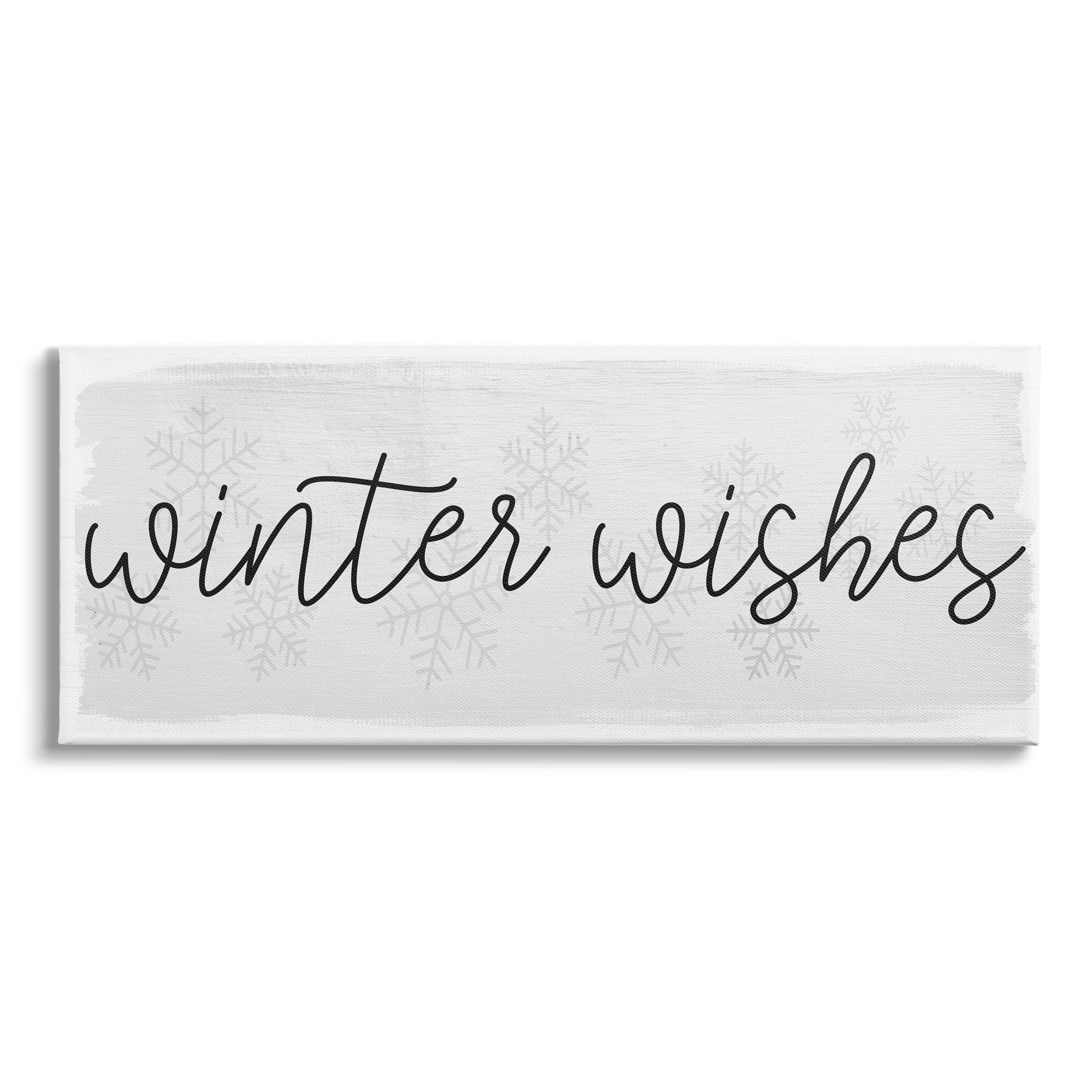 Stupell Industries Winter Wishes Sentiments Geometric Snow Flakes Cursive Typography, 40 x 17,Design by Daphne Polselli