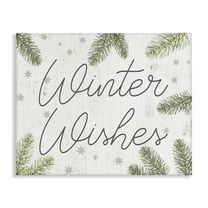 Stupell Industries Winter Wishes with Sprigs Holiday Painting Gallery Wrapped Canvas Art Prints Wall Art, 20 x 16