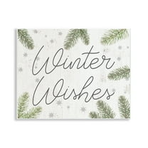 Stupell Industries Winter Wishes with Sprigs Holiday Painting Unframed Art Prints Wall Art, 14 x 11
