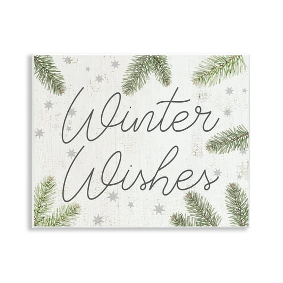 Stupell Industries Winter Wishes with Sprigs Holiday Painting Unframed Art Prints Wall Art, 14 x 11