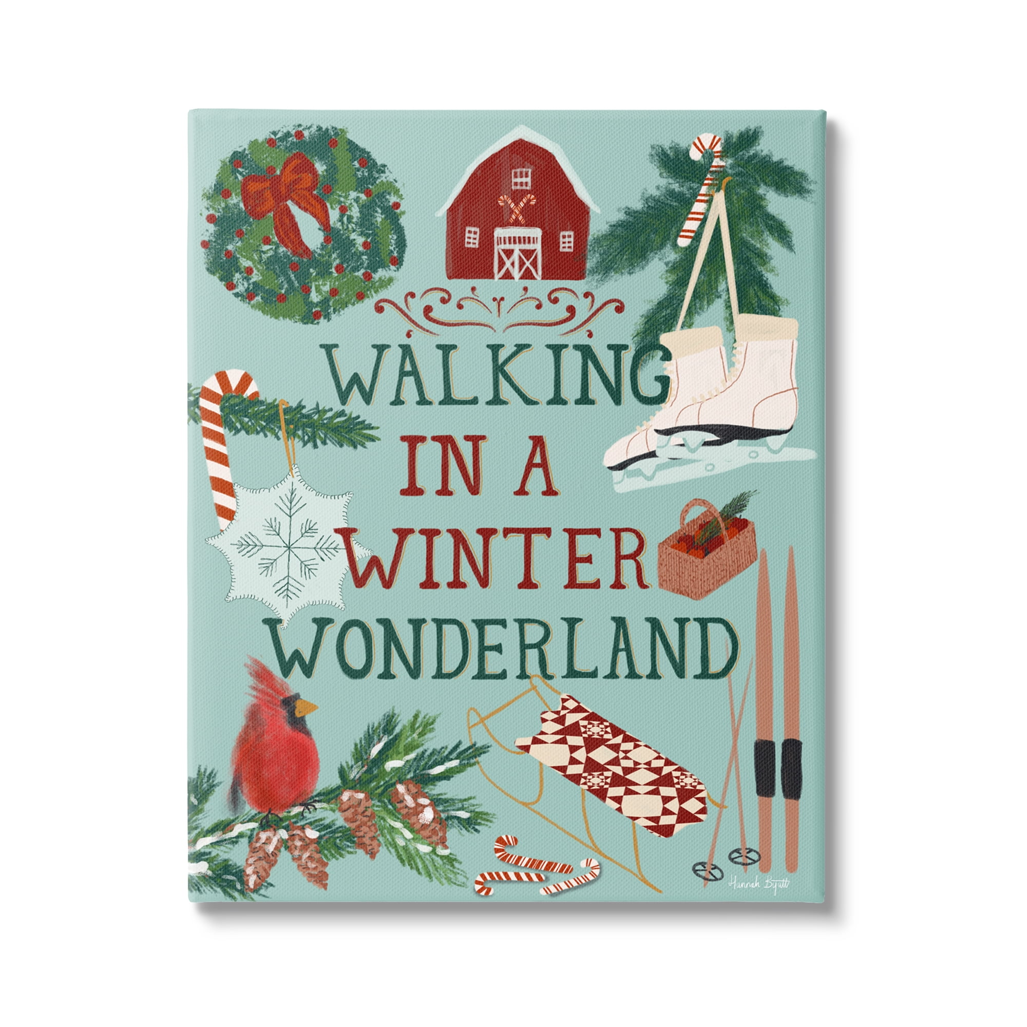 Stupell Industries Winter Wonderland Phrase Holiday Painting Gallery Wrapped Canvas Print Wall Art, 36 x 48