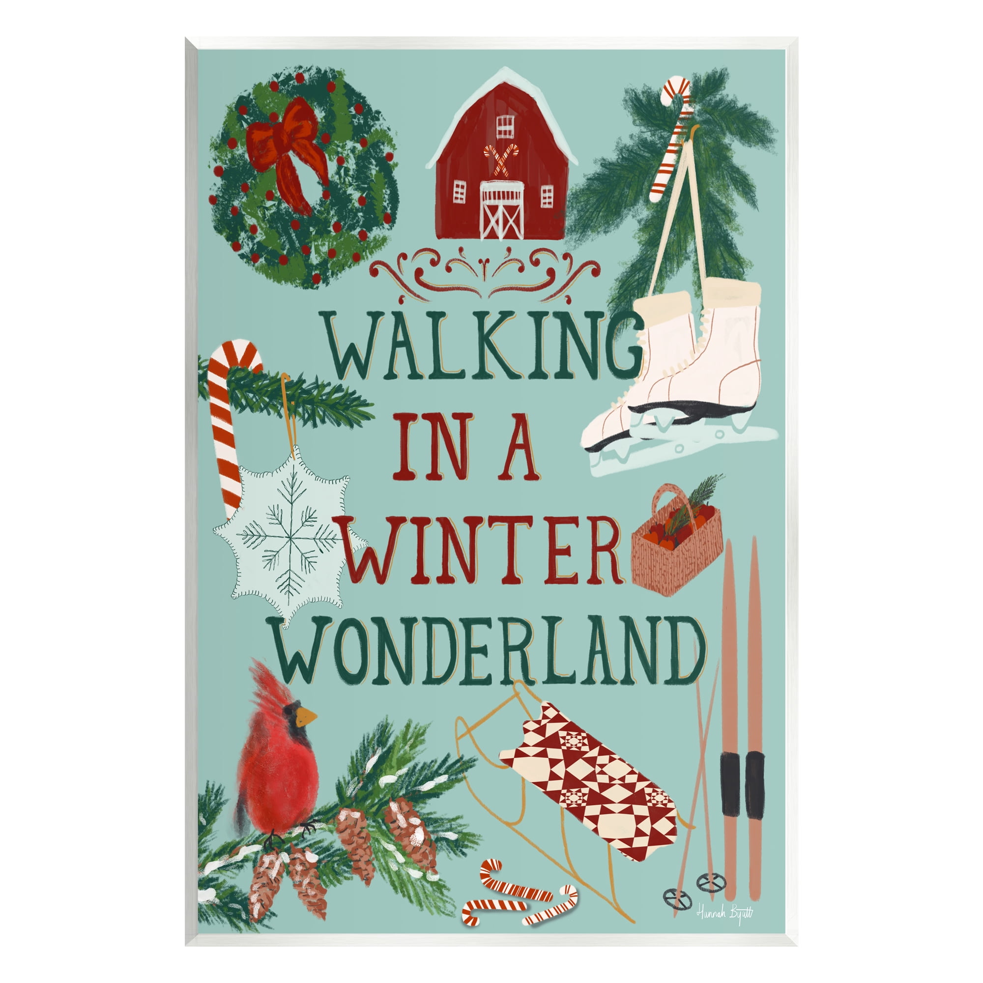 Stupell Industries Winter Wonderland Phrase Holiday Painting Unframed Art Print Wall Art, 13 x 19