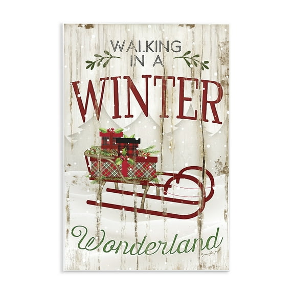 Stupell Industries Rustic Winter Wonderland Sleigh Holiday Painting Unframed Art Print Wall Art, 10 x 15