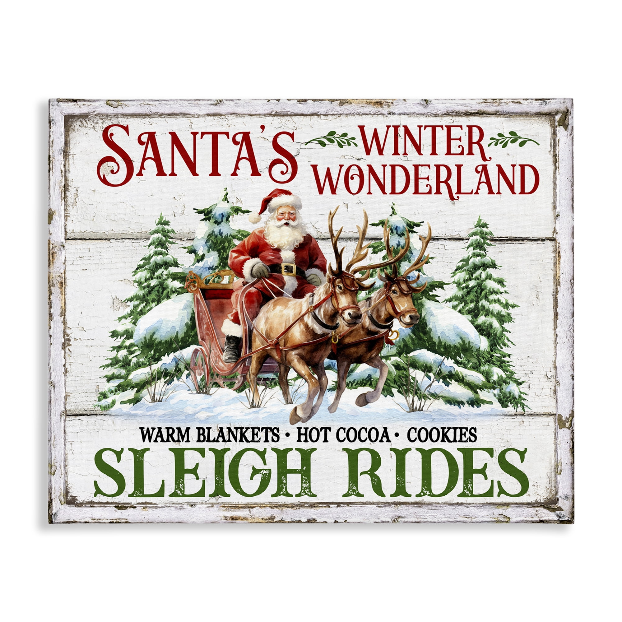 Stupell Industries Winter Wonderland Sleigh Rides Holiday Painting Gallery Wrapped Canvas Art Prints Wall Art, 48 x 36