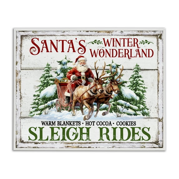 Stupell Industries Winter Wonderland Sleigh Rides Holiday Painting White Framed Art Prints Wall Art, 30 x 24