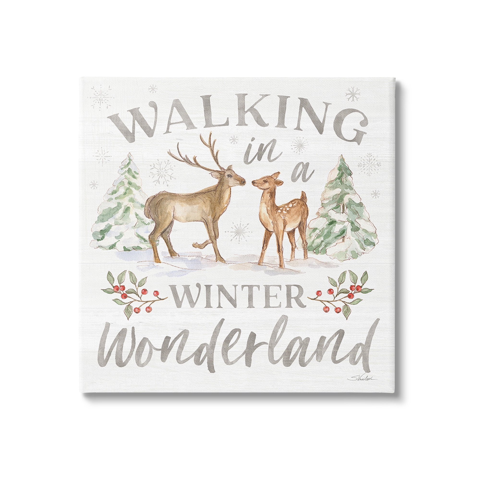 Walking in a Winter Wonderland Off-White Canvas Art Print