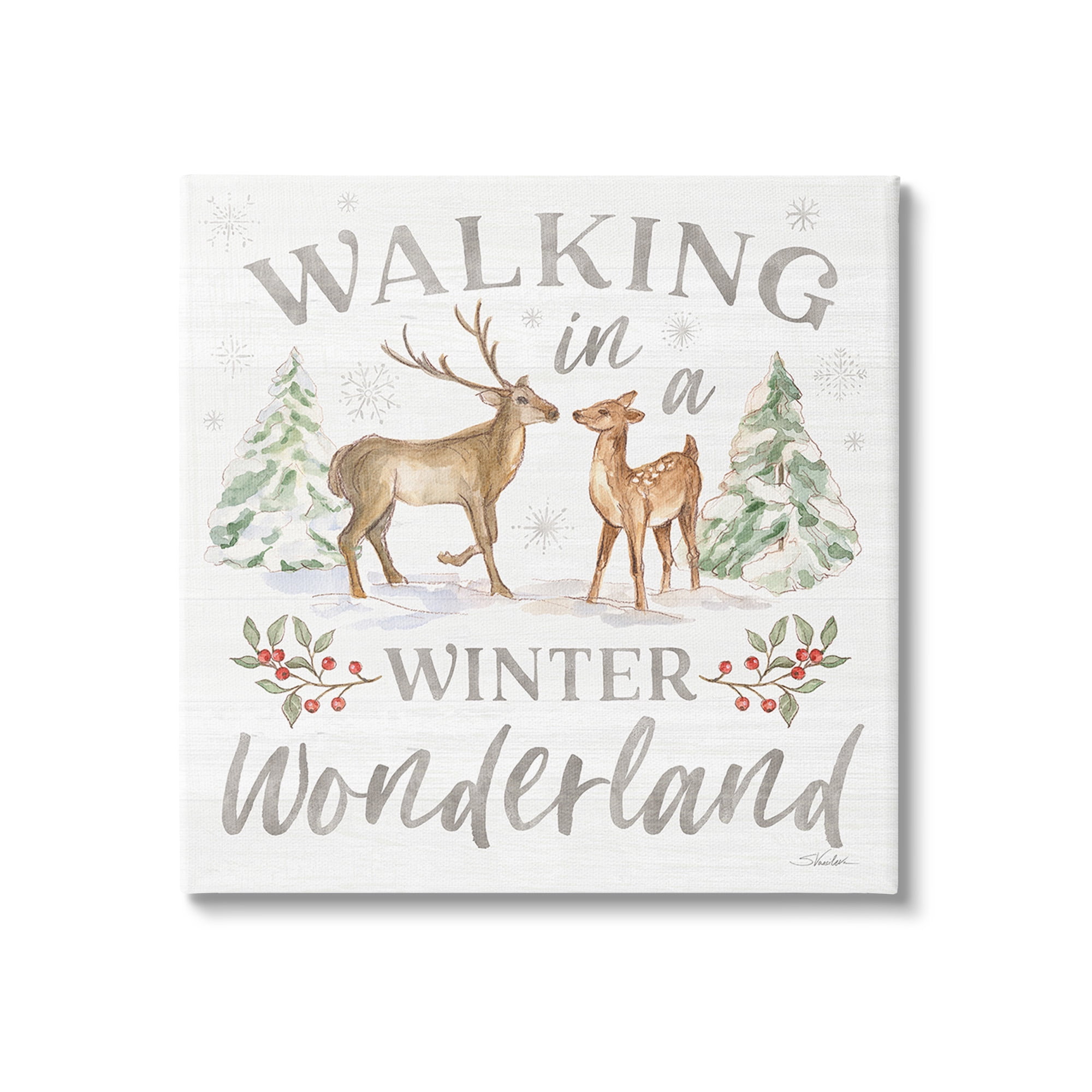 Stupell Industries Winter Wonderland Snow Scene Holiday Painting Gallery Wrapped Canvas Art Print Wall Art, 30 x 30