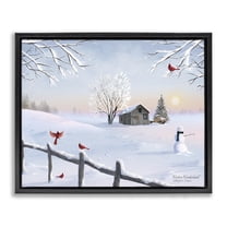 Stupell Industries Winter Wonderland Sunrise Landscape & Nature Painting Black Floater Framed Canvas Art Print Wall Art, 21 x 17